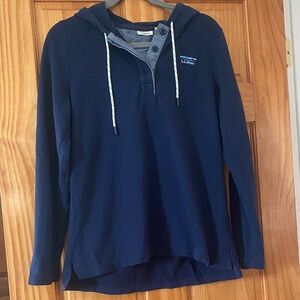 L.L. Bean Women’s Dark Blue Hoodie with Woven Front Button up Placket
